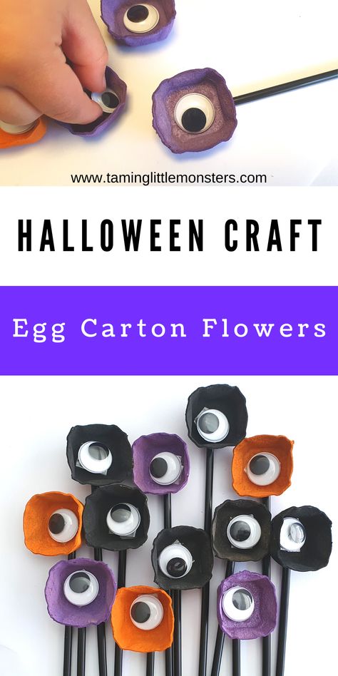 Egg Box Craft, Halloween Eggs, Craft For Halloween, Egg Carton Flowers, Ghost Crafts, Spooky Eyes, Halloween Arts And Crafts, Egg Carton Crafts, Halloween Preschool