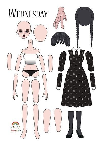 How To Make Thing Hand From Wednesday, Wednesday Addams Doll Diy, Wednesday Addams Paper Doll, Wednesday Paper Doll, Steampunk Paper Dolls, Zombie Tramp, Custom Paper Dolls, Wednesday Addams Doll, Wednesday Birthday