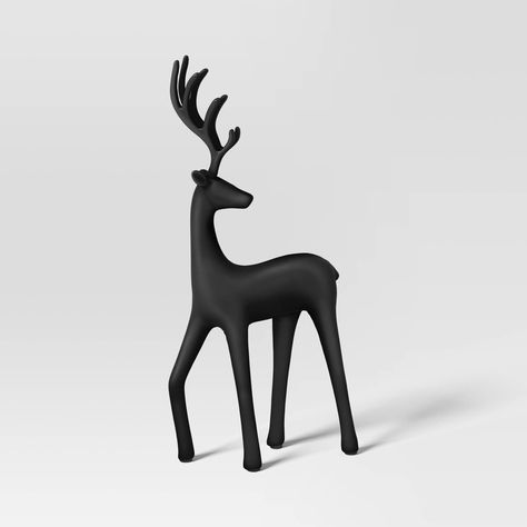 14" Deer Looking Backwards Animal Christmas Statue - Wondershop™ Black | Target Winter Lodge Decor, Winter Lodge, Pretty Christmas Decorations, Black Deer, Deer Statues, Christmas Destinations, Cluster Lights, Animal Christmas, Christmas Mantel Decorations