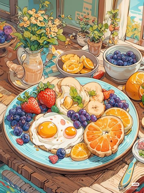 Cozy Town, 귀여운 음식 그림, Foodie Art, Food Artwork, Food Illustration Art, Cute Food Drawings, Cute Food Art, Food Painting, Food Wallpaper