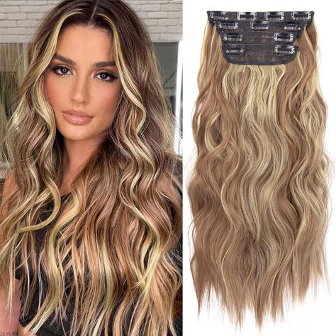 Brown Hair Extensions, Easy Curls, Ombre Hair Extensions, Hairpieces For Women, Style Festival, Synthetic Hair Extensions, Clip In Hair, Summer Hair, Clip In Hair Extensions