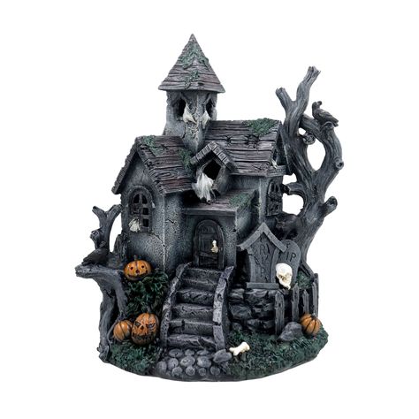 Mini LED Haunted House by Ashland® | Michaels Miniature Haunted House, Halloween Minis, Halloween Houses, Haunted House Decorations, Retro Christmas Tree, Miniature Display, Haunted Castle, Halloween Miniatures, Christmas Tree Candles