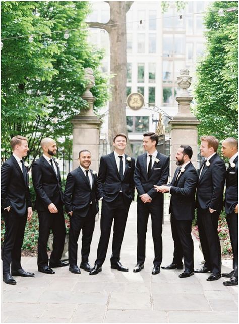 Black Suit Black Tie Wedding, Black Suit And Tie Wedding, Groom And Groomsmen Black Suit, Black Suit Wedding Party, Grooms Black Suit, Groomsman Black Suits, Black Suit Groom And Groomsmen, Groomsmen In Black Suits, Groomsmen Attire Black Suit