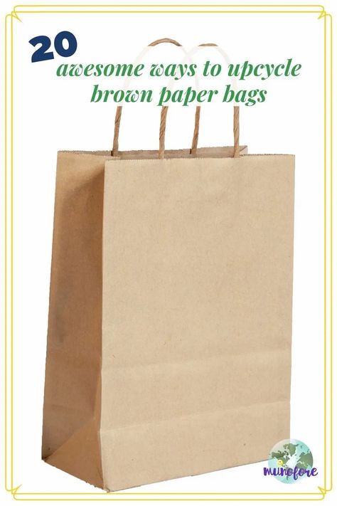 20 ways to reuse brown paper shopping bags in your yard and home, or turn them into beautiful hand crafted items.  #greenliving #upcycle #reducereuserecycle #kraftpaper #brownpaperbags #frugalliving #earthday Upcycle Paper, Paper Grocery Bags, Paper Bag Crafts, Kraft Bag, Craft Packaging, Brown Paper Packages, Pinterest Party, Reduce Reuse Recycle, Brown Paper Bag