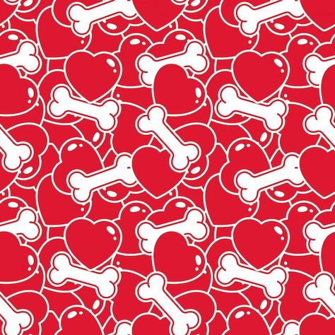 Vector bone seamless pattern heart valen... | Premium Vector #Freepik #vector San Valentin Vector, Pen Pal Letters, Pen Pal, Downloadable Art, Dog Adoption, Diy Art, Seamless Pattern, Premium Vector, Seamless Patterns