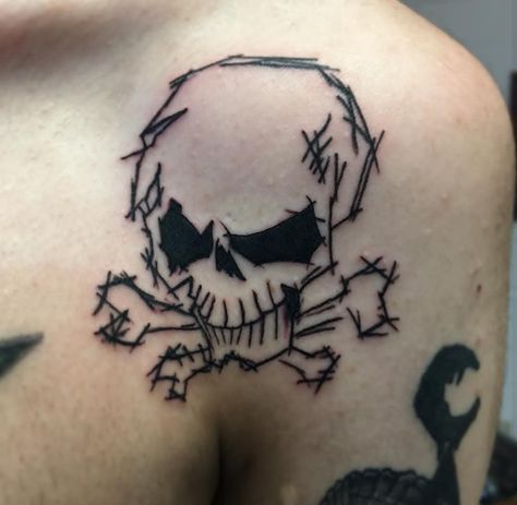 Black Out Skull Tattoo, Cod Mw2 Tattoo, Grunge Skull Tattoo, Friday The Thirteenth Tattoo Flash, Skull Tattoos Aesthetic, Tattoo Ideas Female Emo, Y2k Skull Tattoo, Small Animal Skull Tattoo, Simple Alternative Tattoos