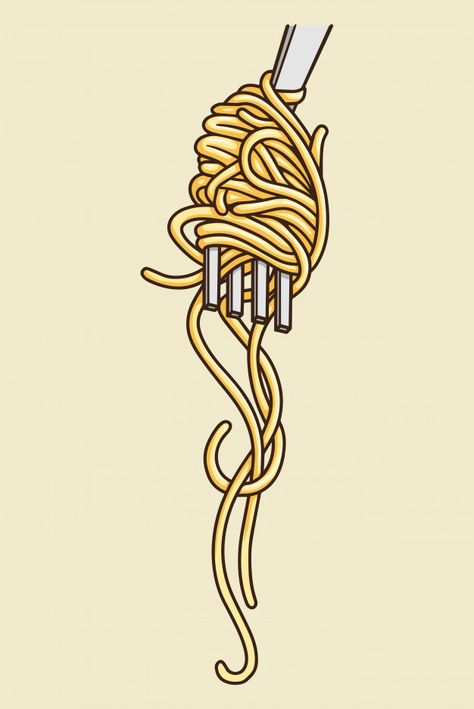 Noodles with fork vector illustration Premium Vector Pasta Vector Illustration, Pasta Fork Illustration, Pasta Illustration Art, Food Illustrations Vector, Pasta Illustration Graphics, Spaghetti Wallpaper, Noodle Wallpaper, Spaghetti Drawing, Noodles Wallpaper