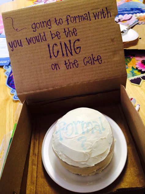 formal proposal icing on the cake Winter Formal Proposal, Sadie Hawkins Proposals, Girl Ask Guy, Formal Proposal, Sadies Proposal, Prom Invites, Formal Proposals, School Dance Ideas, Cute Homecoming Proposals