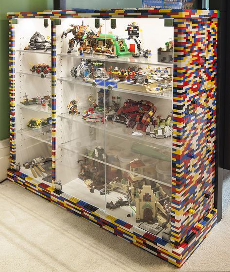 Lego Architecture Display Ideas, Lego Display Cabinet, Display Boxes For Lego, Lego Cabinet, Lego Display Cases, Lego Showcase, Lego Set Display Case, Lego Display, Collection Display