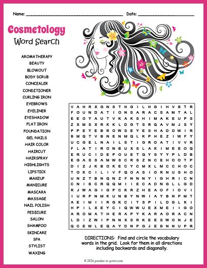 Free Printable Cosmetology Word Search Magic Squares Math, Thanksgiving Puzzle, Word Search Puzzles Printables, Puzzle Worksheet, Free Printable Puzzles, Nursing Home Activities, Scramble Words, Halloween Puzzles, Printable Mazes