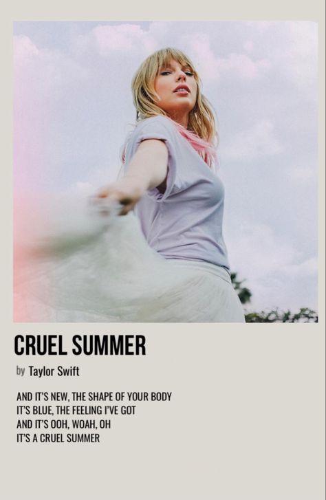 Cruel Summer Taylor Swift Polaroid Poster, Cruel Summer Polaroid Poster, Taylor Swift Cruel Summer Poster, Cruel Summer Aesthetic, Taylor Swift Song Poster, Cruel Summer Taylor Swift, Selena Gomez Poster, Taylor Swift Cruel Summer, Song Cards