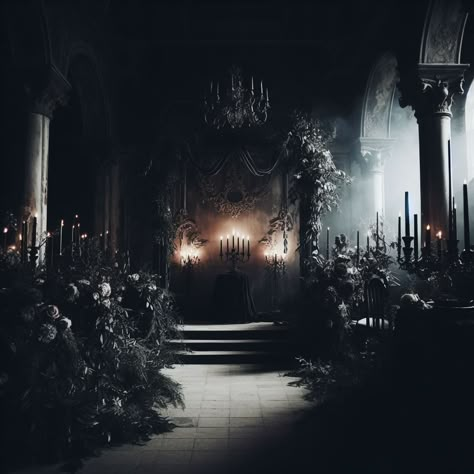 Gothic Wedding Locations, Gothic Wedding Venues, Dark Wedding Theme Black, Bethany Core, Goth Weddings, Fae Wedding, Gothic Wedding Ideas, Gothic Fireplace, Dark Romantic Wedding