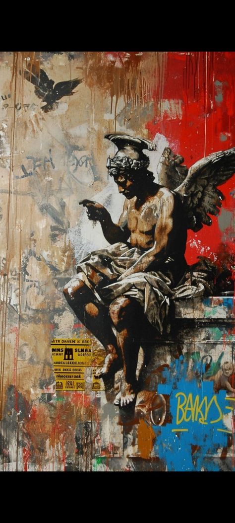 Pop Graffiti Art, Most Popular Art Paintings, Grafitti Artists, Sitting On A Ledge, Aesthetic Graffiti, Street Art Poster, Angel Sitting, Inspiring Artwork, Graffiti Wallpaper Iphone