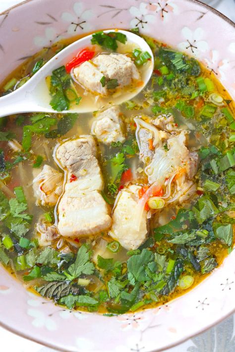 Thai Stew Recipes, Vietnamese Pork Soup, Thai Spare Ribs Recipe, Thai Pork Soup Recipes, Pork Rib Soup Recipes, Korean Pork Soup, Pork Ribs Stew Recipe, Asian Pork Soup, Pork Soup Recipes Asian