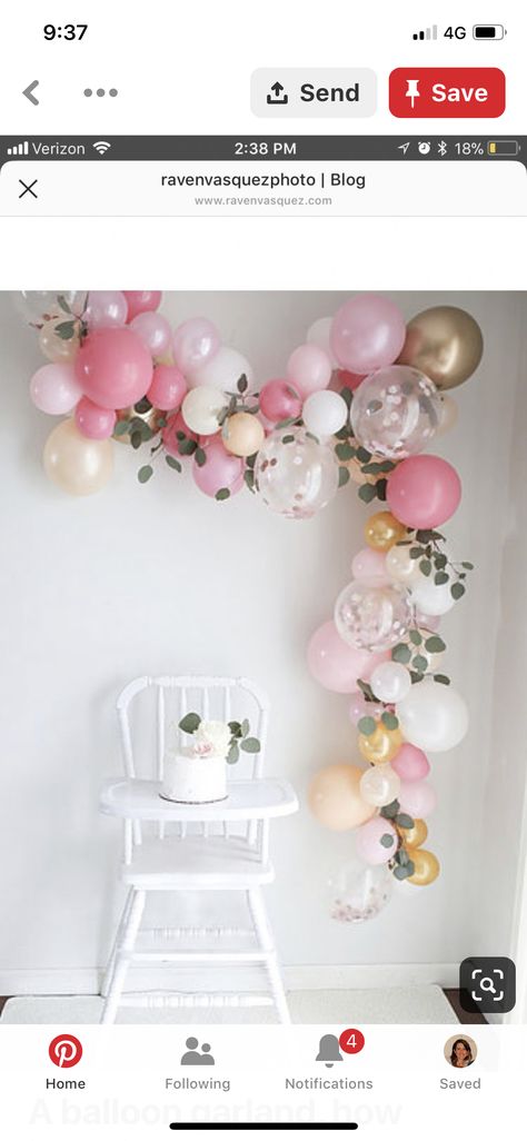 Rose Balloon Garland, 1st Birthday Balloon Garland, Easy Diy Balloon Garland, Birthday Balloon Garland, Rose Balloon, Baby Room Diy, Rosé Birthday, Birthday Roses, Diy Balloon