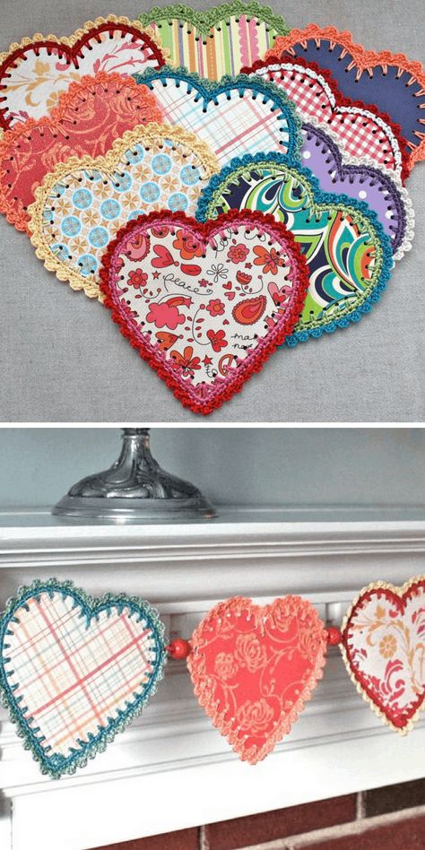 Crochet Valentines Garland, Crochet Heart Garland, Heart Garlands, Hearts Garland, Birthday Card Making, Paper Heart Garland, Crochet Valentine Patterns, Valentine Garland, Halloween Forum