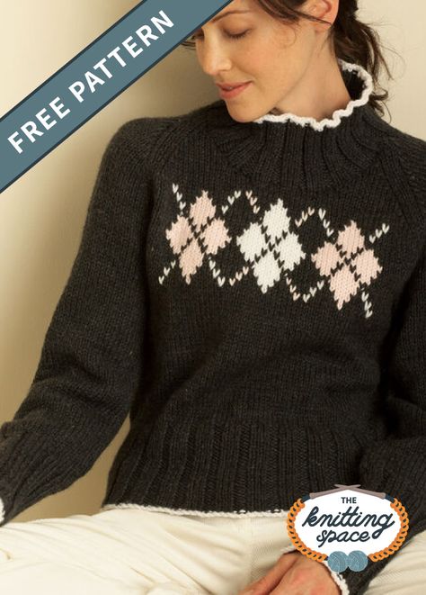 Bernat Super Value Yarn, Crochet Sweater Pattern Free, Knitting Supplies, Argyle Sweater, Sweater Crochet Pattern, Sweater Knitting Patterns, Knitting Women Sweater, Pattern Sweater, Free Knitting Pattern