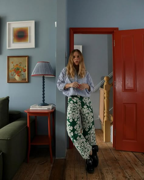 Jessie Bush (@jessie_bush) | Instagram Maximalist Work Outfit, Dinner Attire, Jessie Bush, Maximalist Outfits, Brighton Townhouse, Outfit Pics, Chic Style Inspiration, Trendy Stuff, Pattern Pants