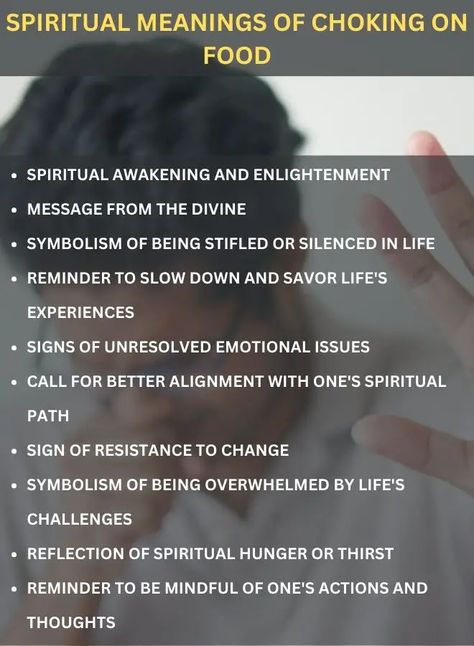 Choking on food signifies spiritual awakening, divine messages, self-expression, and mindfulness. It urges us to embrace change, address emotions, and align with our spiritual path for growth and fulfillment. Inner Guidance, Spiritual Messages, Embrace Change, Spiritual Meaning, Joy Of Life, Spiritual Path, Expressing Gratitude, Spiritual Life, Life Purpose