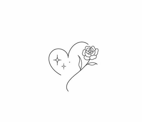 Rose And Heart Tattoo Ideas, Heart Made Of Flowers Tattoo, Two Hearts Intertwined Tattoo, Rose And Star Tattoo, Rose Tattoo Design Outline, Rose Flash Tattoo, Hearts Tattoos For Women, Floral Heart Tattoo Design, Heart Flower Tattoo