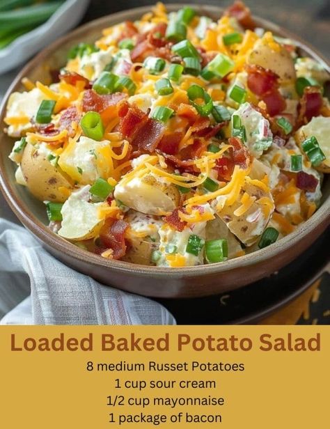 Loaded Baked Potato Salad Recipe, Savory Potato Salad, Baked Potato Salad Recipe, Loaded Potato Salad, Loaded Baked Potato Salad, Slow Cooker Ground Beef, Baked Potato Salad, Loaded Mashed Potatoes, Mushroom Soup Recipes