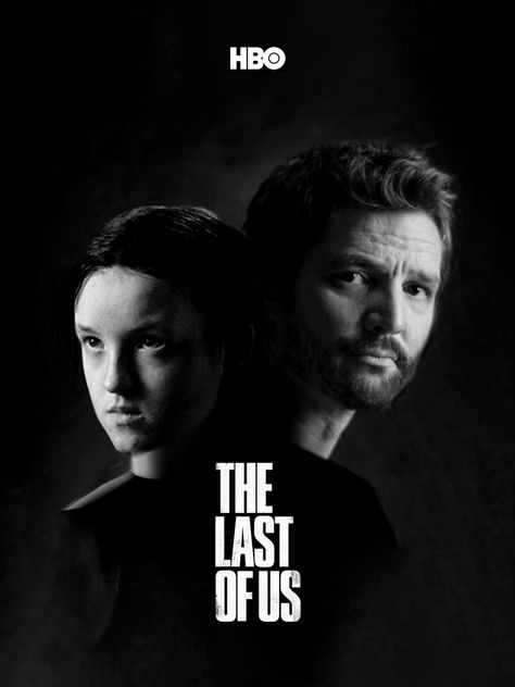 The Last of Us / HBO Fan Poster. The actress Bella Ramsey as Ellie next to the actor Pedro Pascal as Joel in a black and white photoshop image. The Last Of Us Tv, Last Of Us Hbo, Hbo Tv Shows, Ellie The Last Of Us, Joel And Ellie, Fan Poster, Animation Movie, Hbo Series, Cinematic Photography