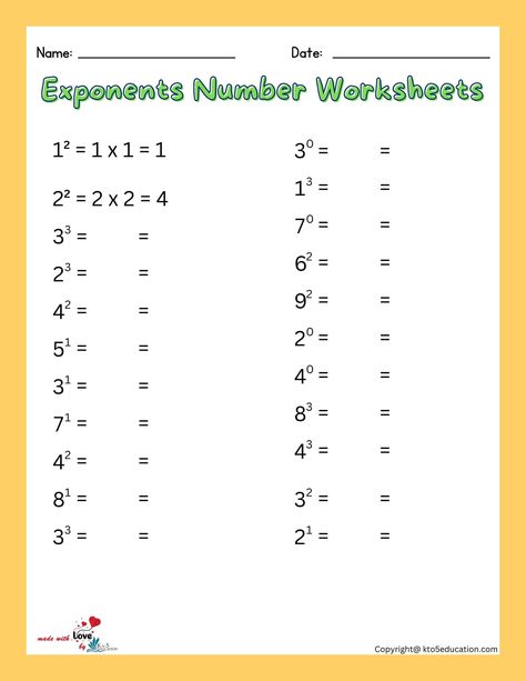 Simple Exponents Worksheet For Practice | FREE Download Check more at https://kto5education.com/simple-exponents-worksheet-for-practice/ Exponents Worksheet Class 7, Exponents Practice, Teaching Exponents, Exponent Activities, Grade 6 Math Worksheets, Exponent Worksheets, Math Practice Worksheets, Grade 6 Math, Math Patterns