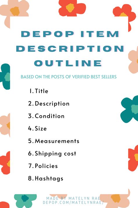 I looked at verified sellers and wrote the general forms they followed for writing their item descriptions. I hope this helps! Selling On Depop Tips, Depop Descriptions, Depop Selling Tips, Depop Packaging Ideas, Depop Shops, Vinted Tips, Money Principles, Depop Tips, Thrift Finds Clothes