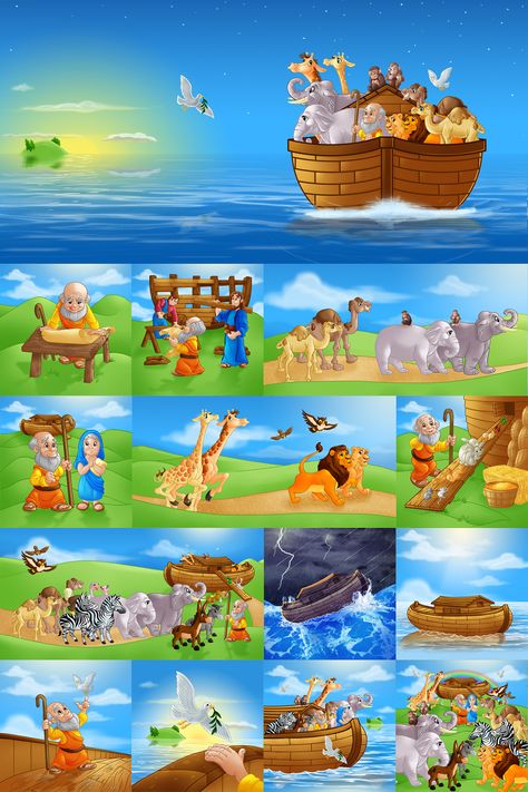 Noah Ark Animals Printable, Noah's Ark Story, Noah And The Ark, Noah Story, Noah's Ark Bible, Noah Ark, Noahs Ark Animals, Felt Board Stories, Bible School Crafts