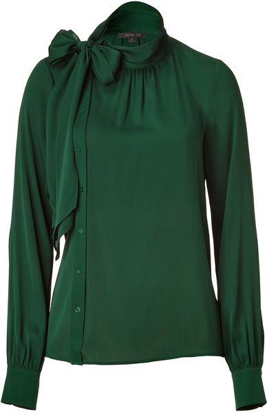 Rachel Zoe Green Blouse.. My favorite color Blouse Tops Designs, Corporate Attire, White Shirt Blouse, Women Blouses Fashion, Asymmetrical Blouse, Rose Fashion, Fashion Tops Blouse, Pretty Blouses, Islamic Fashion