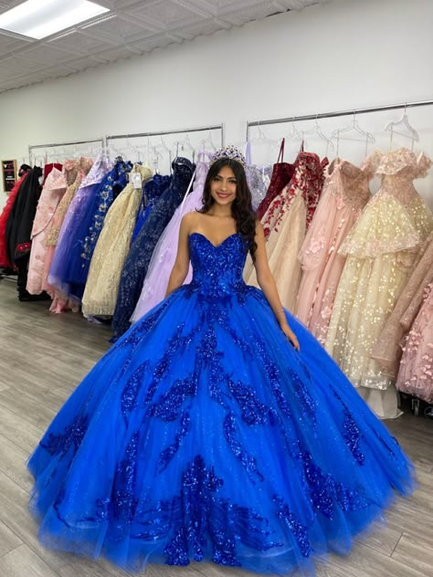 Blue Ball Gown Prom Dresses, Blue Quince Dress, Royal Blue Ball Gown, Royal Blue Quinceanera Dresses, Royal Blue Quinceanera, White Quince, Mexican Quinceanera Dresses, Quinceanera Themes Dresses, Red Quince