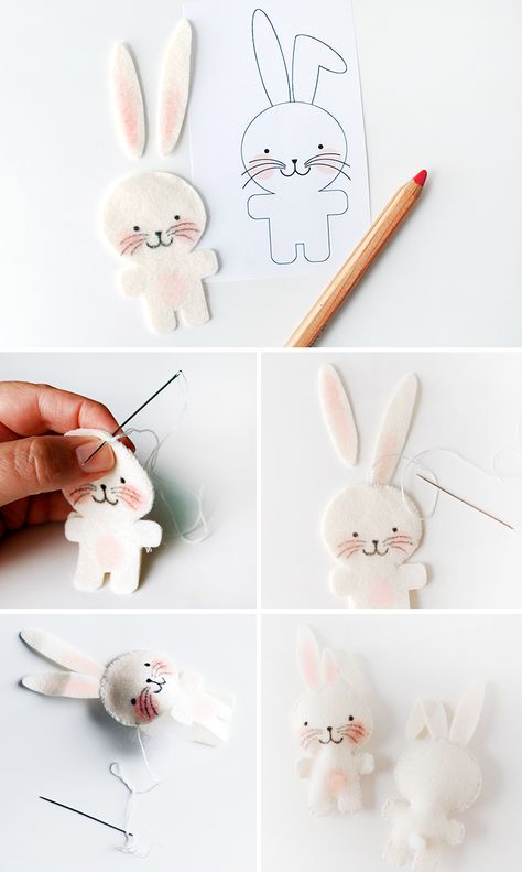 Idee Babyshower, Felt Toys Patterns, Felt Crafts Patterns, Felt Crafts Diy, Cute Easter Bunny, Pola Sulam, Easter Crafts Diy, Sewing Toys, Felt Diy