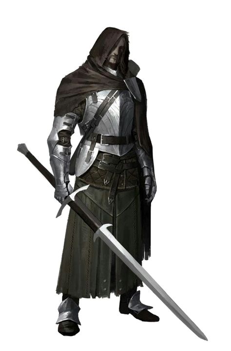 Human Fighter Knight with Greatsword - Pathfinder PFRPG DND D&D d20 fantasy Two Swords, Illustration Fantasy, Heroic Fantasy, 다크 판타지, Knight Armor, Fantasy Armor, High Fantasy, Armor Concept, Fantasy Warrior