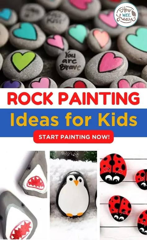 Rocks! Rocks are an amazing surface to create on. We found that whether your use paint markers, paint pens, or regular acrylic paint you can create some unique designs! You can use rock painting as a fun and creative learning activity. If your kids love it then you can plan a rock painting activity with each study unit, holiday, and more! Check out some of the coolest rock designs we have seen! #rockpainting #paintingactivitiesforkids Rock Painting Activity, Rock Painting Ideas Preschool, Rock Paint Ideas Easy, Rock Projects For Kids, Diy Paint Rocks Ideas, Paint A Rock Ideas, Pet Rock Ideas Diy, Coloring Rocks Ideas, Easy Pet Rocks Ideas