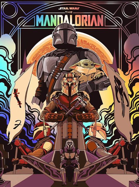 The Mandalorian Season 3, Mandalorian Season 3, Mandalorian Poster, Illustrated Poster, Star Wars Decor, Big Splash, Key Art, Sci Fi Comics, Space Cowboy