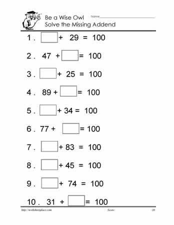 Missing Addends to 100 Worksheet Grade 3 Math, Math Sites, Ks1 Maths, Missing Addends, Subtraction Strategies, Missing Addend, First Grade Math Worksheets, 4th Grade Math Worksheets, Money Math