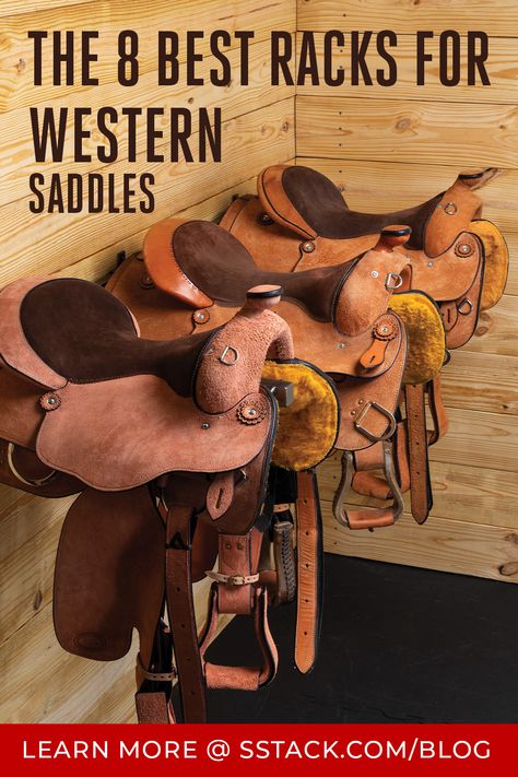 Western saddles, known for their significant weight and unique shape, require sturdy and well-designed racks to accommodate their size and maintain their form. Saddle Rack Ideas Diy, Western Saddle Pad Storage, Western Saddle Rack, Saddle Rack Ideas, Horse Blanket Rack, Saddle Storage, Saddle Racks, Saddle Stand, Horse's Neck