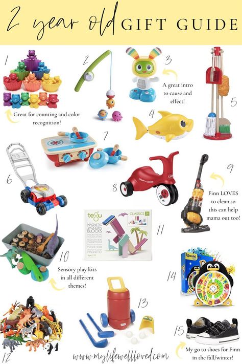 10+ Best Gifts For 2 Year Old Boys & Girls - My Life Well Loved #giftguide #2yearoldbirthdayparty #birthdaygiftguide #bestofamazon 2 Year Boy Gifts, Presents For 2 Year Boy, Birthday Gifts For 2 Year Boy, Christmas Gifts For 2 Year Boy, 2nd Birthday Gifts For Boys, Toddler Gift Ideas For Boys, Toys For Toddler Boys, Toys For 2 Year Boys, Two Year Old Birthday Gifts