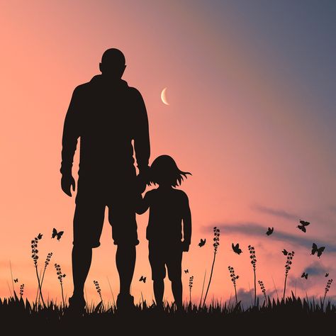 Love Dad Silhouette, #Love, #Silhouette, #Dad Father's Day Painting, Father Daughter Photos, Father And Girl, Father Art, Family Tattoo Designs, Iphone Wallpaper Cat, Father Images, Father And Daughter, Trash Polka