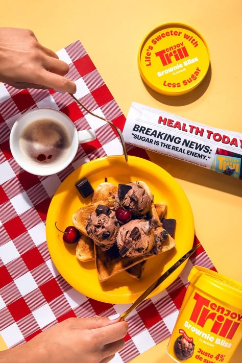 Colorful Food Photography, Breakfast Shot, Peanut Butter Breakfast, Bubble Drink, Baking Photography, Food Photoshoot, Summer Ice Cream, Food Ads, School Food