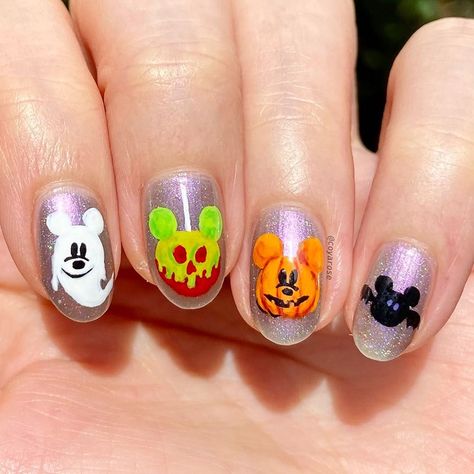 Spooky Disney Nails, Disney Nails Halloween, Day Of The Dead Nails, Dead Nails, Spooky Disney, Spooky Cartoon, Disneyland Nails, Halloween Valentines Day, Halloween Valentines