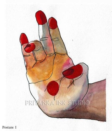 Hand Postures, India Painting, Female Hands, Religious Painting, Indian Painting, Quirky Art, Indian Dance, Print Wall Decor, Hand Sketch