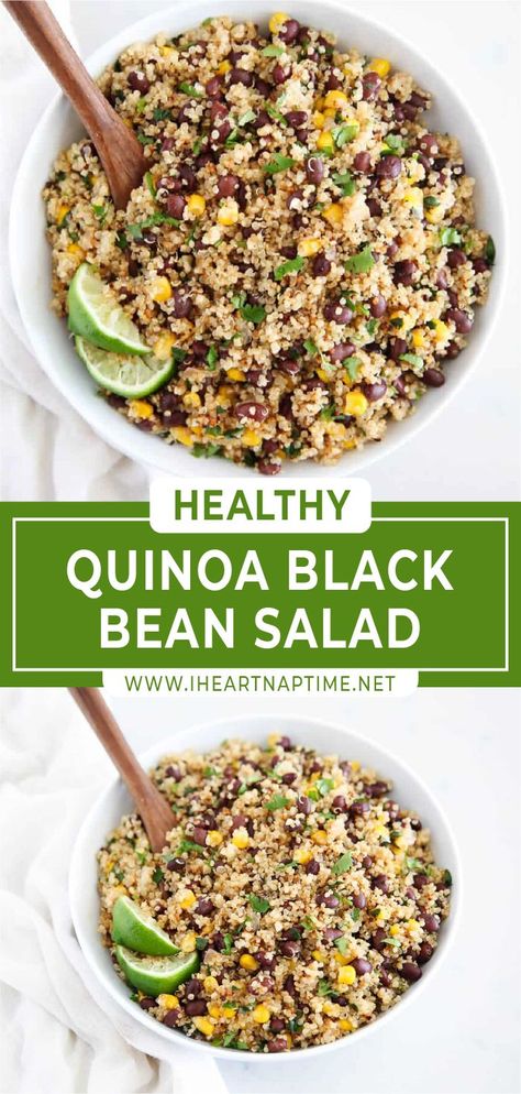 Salad Black Beans, Best Quinoa Salad Recipes, Black Bean Quinoa Salad, Bean Quinoa Salad, Great Vegetarian Meals, Corn And Black Bean, Healthy Corn, Black Bean Salad Recipe, Salad Quinoa