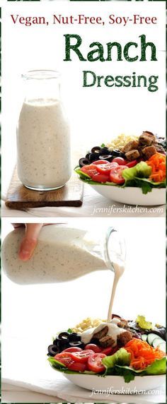 Vegan Dressings, Vegan Ranch Dressing, Ranch Salad, Vegan Dressing, Recipe Salad, Soy Free Recipes, Vegan Ranch, Ranch Salad Dressing, Vegan Sauces