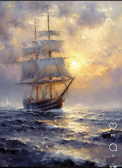 Sailing Pictures, Old Sailing Ships, Sailboat Art, Canvas Art Projects, Ship Paintings, Diy Watercolor Painting, Boat Painting, Landscape Art Painting, Textured Canvas Art