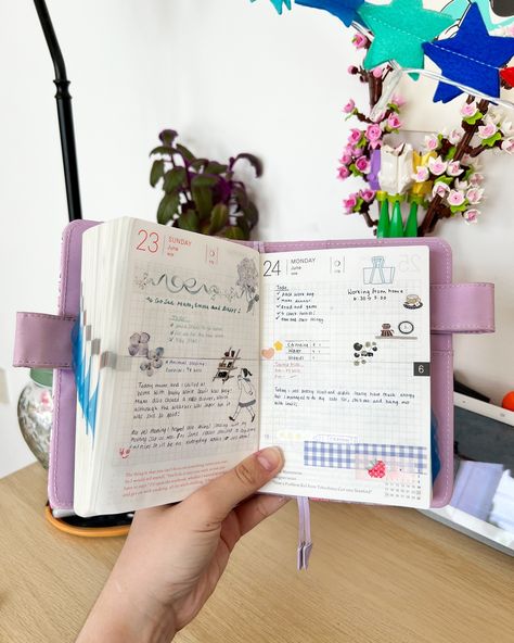 ✿ Recently in the A6 and it’s definitely getting fluffy pages. I feel like this is going to be a very stuffed planner by the end of the year ✿ 🏷️ #hobonichi #commonplace #hobonichia6 #aesthetic #cosyplanner #plannerdecoration #deskdecor #creativejournaling #journaling #plannercommunity Hobonichi Techo A6, Hobonichi Planner, Hobonichi Techo, Planner Decorating, Laugh At Yourself, Organization Planning, End Of The Year, Desk Decor, Working From Home