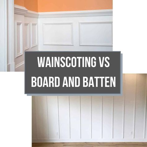 Wainscoting vs Board and Batten - The Handyman's Daughter Board And Batten Wall Vs Wainscoting, Elegant Board And Batten, Board And Batten Entryway With Hooks, Wainscoting Vs Board And Batten, Board And Batten Vs Beadboard, Board And Batten Vs Wainscoting, Beadboard Vs Board And Batten, Boho Wainscoting Ideas, Vertical Wainscoting