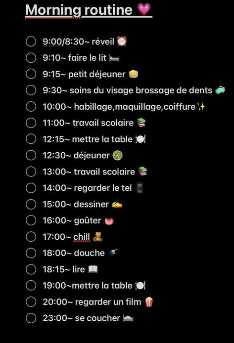 Morning Routine 8 Am, 8:30 Am Morning Routine, Morning Routine Francais, 8 Am Morning Routine, Morning Routine Productive, Morning Routine School, Productive Morning, Evening Routine, Night Routine