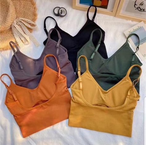 Padded Camisole, Tank Crop Top, Female Girl, Womens Basic, Cute Casual Outfits, Cropped Tank Top, Cute Tops, Bra Tops, Short Tops