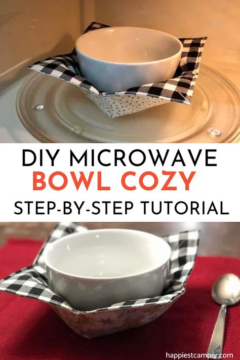 Microwave Bowl Holders, Microwave Bowl Cozy, Holiday Diy Projects, Diy Bowl, Sewing Machine Projects, Eating Ice, Bowl Cozy, Microwave Bowls, Fabric Bowls